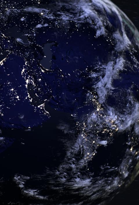 Ein Blick auf die Erde aus dem all bei Nacht