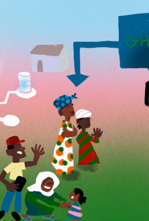 Issah sending money home to his family