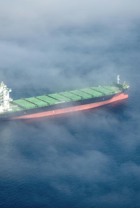 Tanker on a cloudy sea