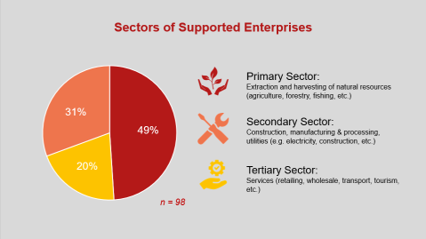 graphic showing that the sector which is mainly supported is the primary sector