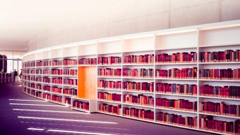 B&uuml;cherregale in einer Bibliothek. 